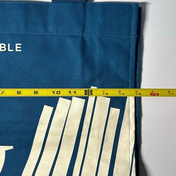 Barnes & Noble Canvas Tote Bag Teal Blue In collab with re-wrap - Picture 5 of 7